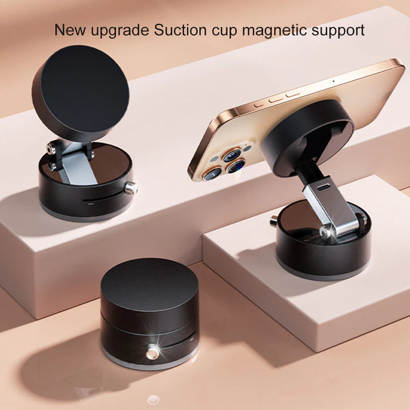Vacuum Magnetic Suction Phone Holder – Foldable, 360° Rotatable & Works Everywhere!