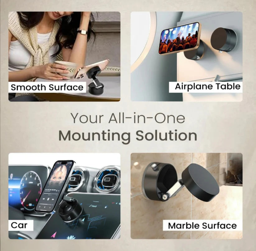 Vacuum Magnetic Suction Phone Holder – Foldable, 360° Rotatable & Works Everywhere!