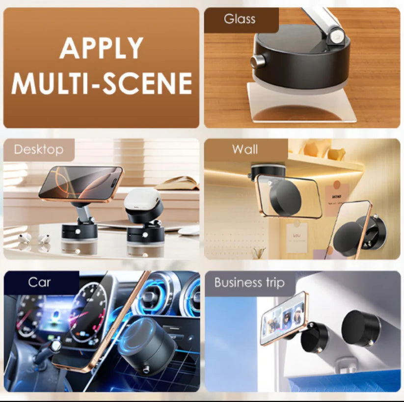 Vacuum Magnetic Suction Phone Holder – Foldable, 360° Rotatable & Works Everywhere!