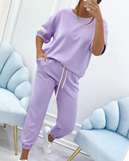 ⏳ Limited time offer! ⏰Women's casual set with a solid top and pants