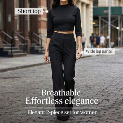 Women's elegant crop top and wide-leg pants set | 🔥Pack of 2🔥