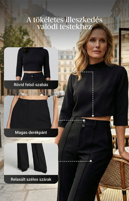 Women's elegant crop top and wide-leg pants set | 🔥Pack of 2🔥