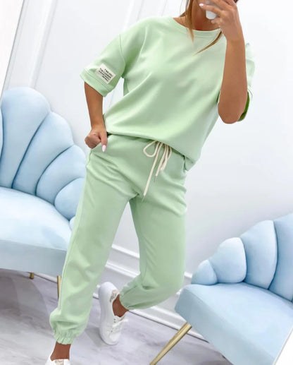 ⏳ Limited time offer! ⏰Women's casual set with a solid top and pants