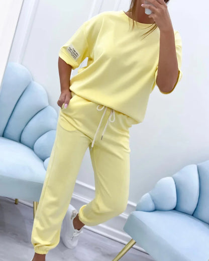 ⏳ Limited time offer! ⏰Women's casual set with a solid top and pants