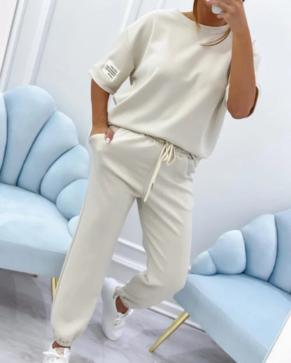 ⏳ Limited time offer! ⏰Women's casual set with a solid top and pants