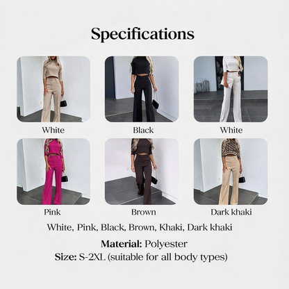 Women's elegant crop top and wide-leg pants set | 🔥Pack of 2🔥