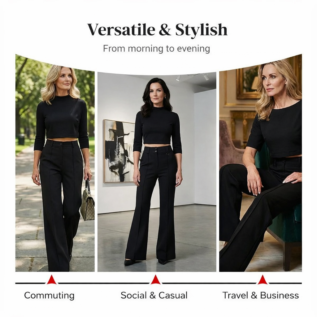 Women's elegant crop top and wide-leg pants set | 🔥Pack of 2🔥