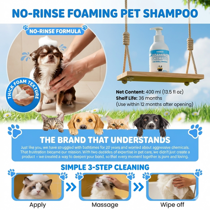 🔥 50% OFF! 🐾 Waterless deodorizing animal shampoo in mousse form - plant-based formula, 400 ml with convenient pump 🌿🐶