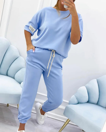 ⏳ Limited time offer! ⏰Women's casual set with a solid top and pants