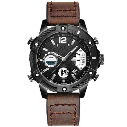 Multifunctional Dual Display 3ATM Waterproof Men's Quartz Sports Watch