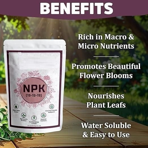 NPK 19 19 19 Fertilizer for Plants | Water Soluble Plant Fertilizer for Growth, Flowering & Fruiting | Garden & Indoor Plant Care 350gm
