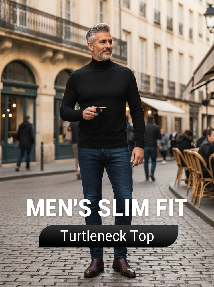 🔥 Men's High Neck Slim Fit T-Shirt - Stretchy & Breathable for Gym or Casual, Modern Style & Comfort 🏃‍♂️📦