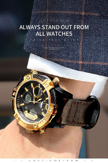 Multifunctional Dual Display 3ATM Waterproof Men's Quartz Sports Watch