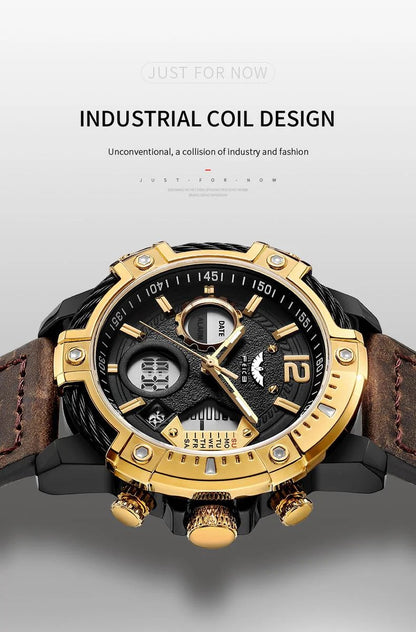 Multifunctional Dual Display 3ATM Waterproof Men's Quartz Sports Watch