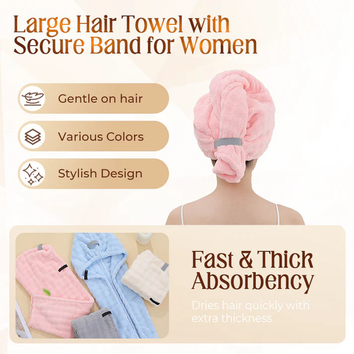 🛁Large Hair Towel with Secure Strap for Women | 🔥Buy 1 Get 1 Free🔥