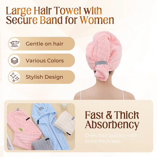 🛁Large Hair Towel with Secure Strap for Women | 🔥Buy 1 Get 1 Free🔥