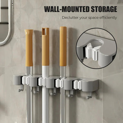 Wall-mounted mop and broom holder