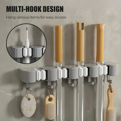 Wall-mounted mop and broom holder