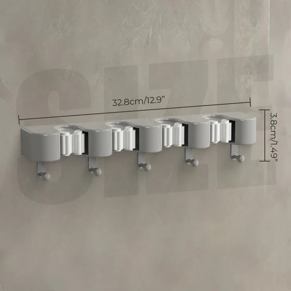 Wall-mounted mop and broom holder