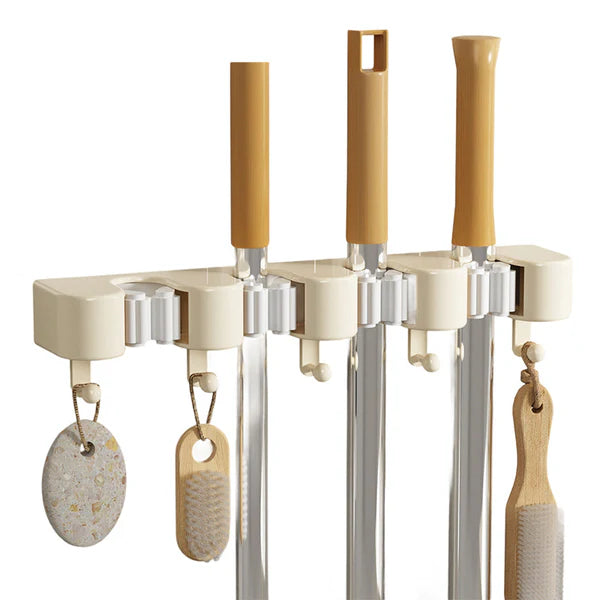 Wall-mounted mop and broom holder