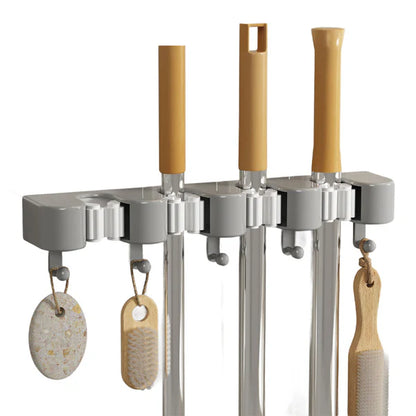 Wall-mounted mop and broom holder